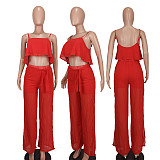 Chiffon Patch Camisole Loose Split Pants 2 Piece Set YD-8719-H3