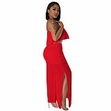 Chiffon Patch Camisole Loose Split Pants 2 Piece Set YD-8719-H3