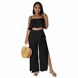 Chiffon Patch Camisole Loose Split Pants 2 Piece Set YD-8719-H3