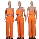 Chiffon Patch Camisole Loose Split Pants 2 Piece Set YD-8719-H3