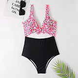 Leopard Print Patchwork Cut Out One Piece Swimsuit TL2206