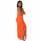 Chiffon Patch Camisole Loose Split Pants 2 Piece Set YD-8719-H3