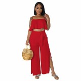 Chiffon Patch Camisole Loose Split Pants 2 Piece Set YD-8719-H3