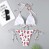 Halter Lace Up Swimsuit Polka Dot Triangle Bikini Sets F21