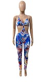Tie Dye Print Cut Out Bodycon Sling Jumpsuit XT-8843
