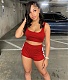 Workout Cropped Tank Tops Biker Shorts 2 Piece Set XY-9306