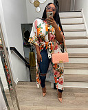 Floral Print Loose Half Sleeve Long Shirts XT-8311