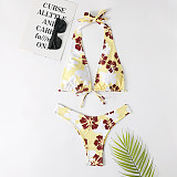 Sexy Flower Print Halter Bandage Bikini Swimsuit TL2205