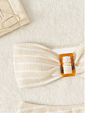 Ribbed Striped Strapless Two Piece Bikini Sets L2303