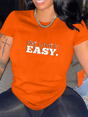 Casual Solid Color Letter Print Cotton T-Shirts SD-30505