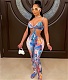 Tie Dye Print Cut Out Bodycon Sling Jumpsuit XT-8843