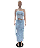 Sexy Knitted Backless Bandage Two Piece Skirt Sets XT-8170