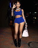 Workout Cropped Tank Tops Biker Shorts 2 Piece Set XY-9306