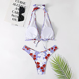 Sexy Flower Print Halter Bandage Bikini Swimsuit TL2205