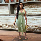 Solid Color Spaghetti Strap Ruffle Bodycon Dresses FSX-532