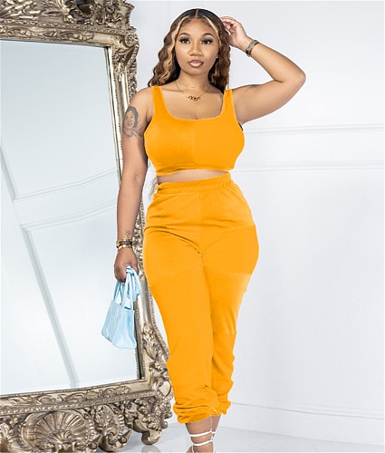 Sportswear Vest Crop Tops Jogger Pants Two Piece Set YIM-348