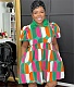 Summer Print Short Sleeve High Waist A-Line Dresses WA-77586