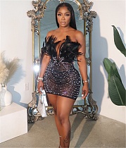 Strapless See-through Hot Drill Party Dresses NY-2737