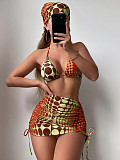 4 Pieces Random Dot Print Halter Bikinis Swimsuit L2304