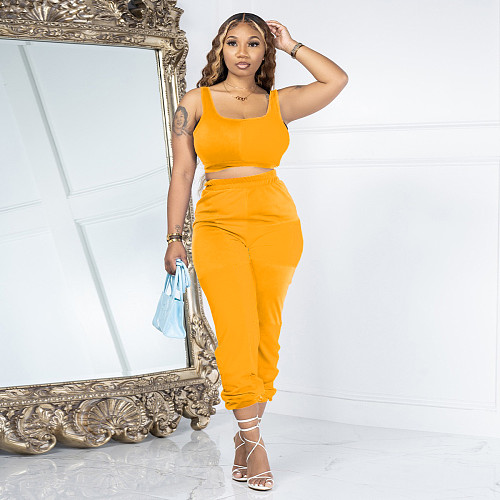 Sportswear Vest Crop Tops Jogger Pants Two Piece Set YIM-348