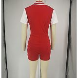 Summer Short Sleeve Button Up Baseball Rompers FOS-8363