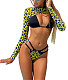Long Sleeve Cover Up 3 Pieces Bikini Set M3061