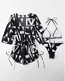 Digital Printed Swimsuit Beach Bikini 3 Piece Sets L2309