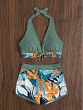 Beachwear Halter Neck Bra Shorts 2 Piece Bikini Sets L22026