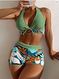 Beachwear Halter Neck Bra Shorts 2 Piece Bikini Sets L22026