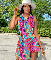 Lapel Sleeveless Button Up Summer Shirt Dresses JLY-19594