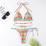 Halter Bandage Backless Bikini Split Swimsuit F19