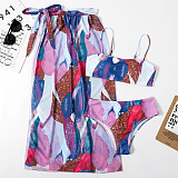 Tie Dye Print Bikinis with Cover Up Skirts LY21023
