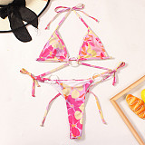 Ring Design Lace Up Bathing Suits Thong Bikini Set XL2203