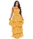 Pre-sale Solid Color Chiffon Layer Ruffle Maxi Dresses RS-10125