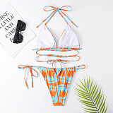 Halter Bandage Backless Bikini Split Swimsuit F19
