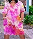 Random Print Loose V Neck Plus Size Dresses TB-5685