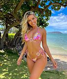 Ring Design Lace Up Bathing Suits Thong Bikini Set XL2203