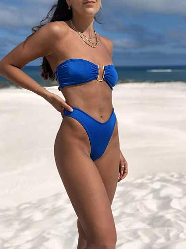 U-shaped Decorative Backless Strapless Split Bikini TL2207