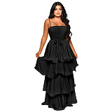 Pre-sale Solid Color Chiffon Layer Ruffle Maxi Dresses RS-10125