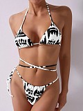 Halter Bandage Backless Bikini Split Swimsuit F19
