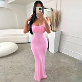 High Waist Ruched Lace Up Backless Party Dress SH-390568