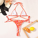 Ring Design Lace Up Bathing Suits Thong Bikini Set XL2203