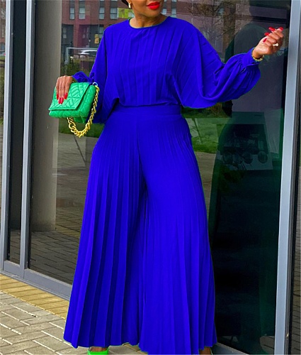 Loose Large Size Shirt Top Wide Leg Pants Set RS-8531