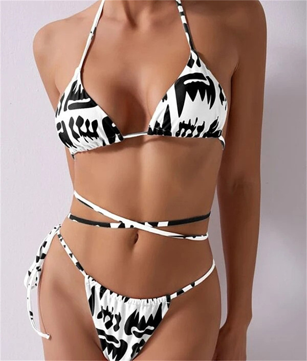 Halter Bandage Backless Bikini Split Swimsuit F19