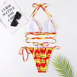 Halter Bandage Backless Bikini Split Swimsuit F19