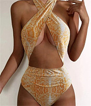 Serpentine Cross Halter High Waist One Piece Swimsuit TL2207-1