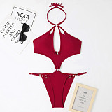 Sexy Solid Color Hollow Out One Piece Swimsuit TL2388