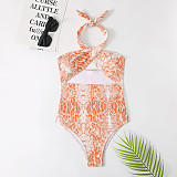 Serpentine Cross Halter High Waist One Piece Swimsuit TL2207-1