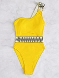 Skew Collar Ring Decor Cut Out One Piece Swimsuit TL2379