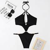 Sexy Solid Color Hollow Out One Piece Swimsuit TL2388